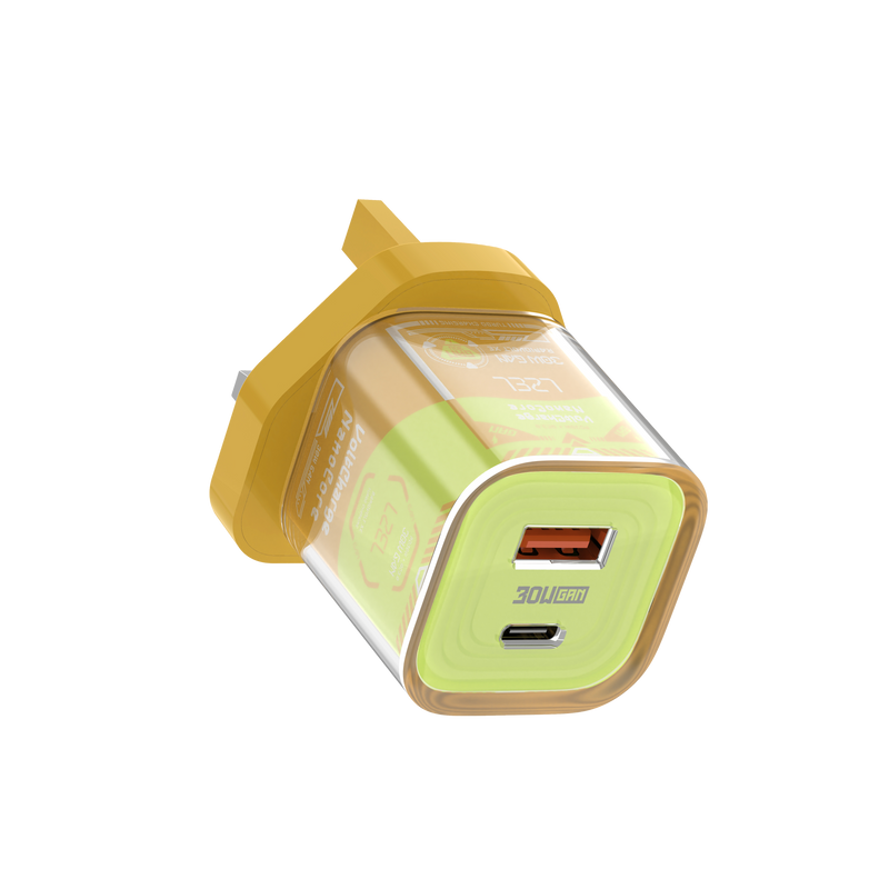 LZEL VoltCharge NanoCore – 30W GaN Transparent Wall Charger