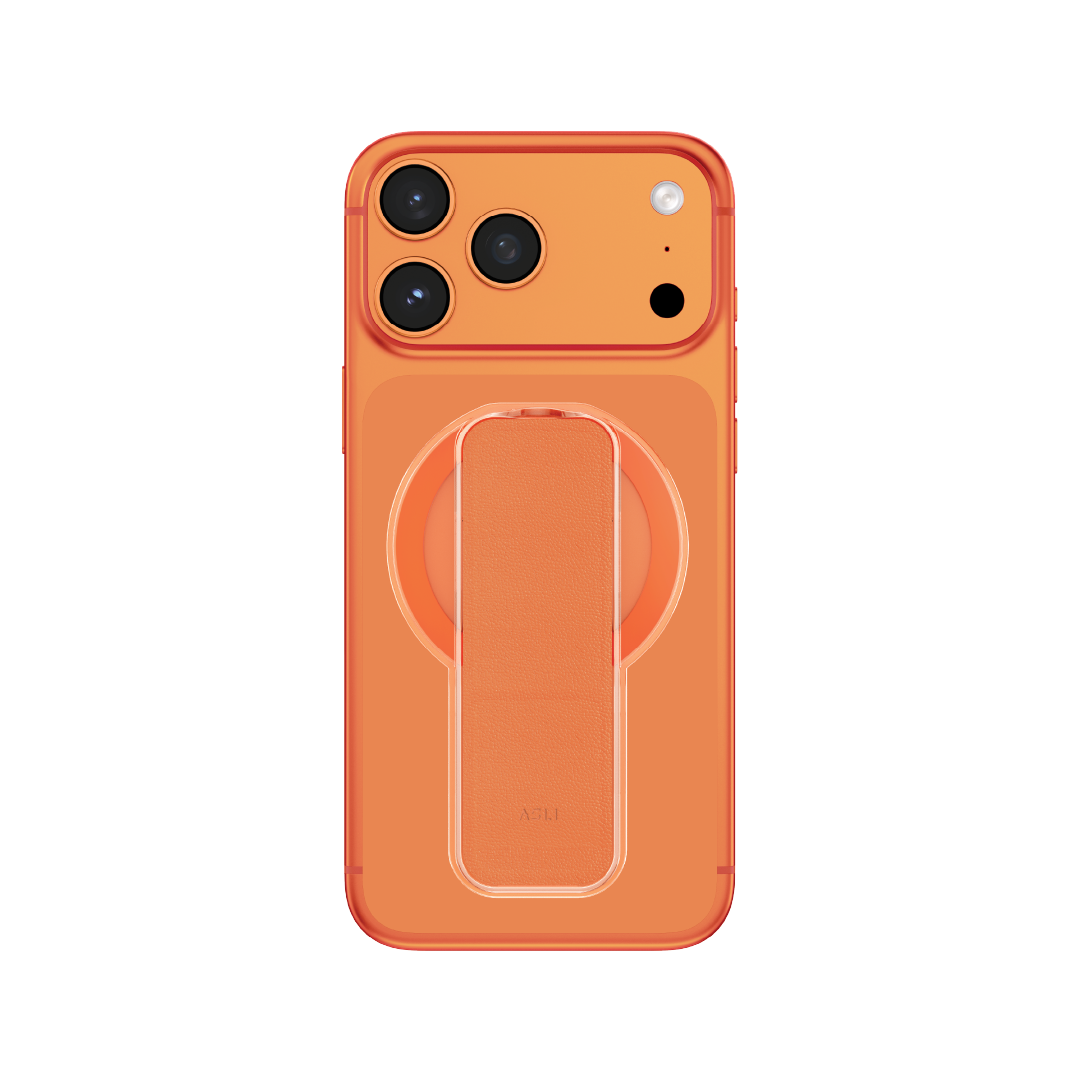 ASLI Magnetic Band Leather Grip & Foldable Stand 2-in-1 Functional Design | Orange