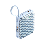 Asli ChargeFlux Mini بطارية متنقلة 10000 مللي أمبير مع كابلي USB-C وLightning مدمجين، شحن سريع PD بقدرة 35 واط | أزرق