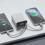 LZEL Neurovolt 10K Pd 35W Mini Power Bank Pd3.0 & Qc3.0 | Usb-C Cable & Lightning Cable | Silver