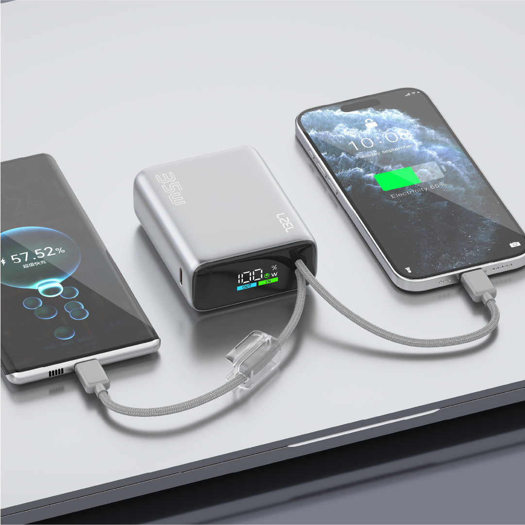 LZEL Neurovolt 10K Pd 35W Mini Power Bank Pd3.0 & Qc3.0 | Usb-C Cable & Lightning Cable | Silver