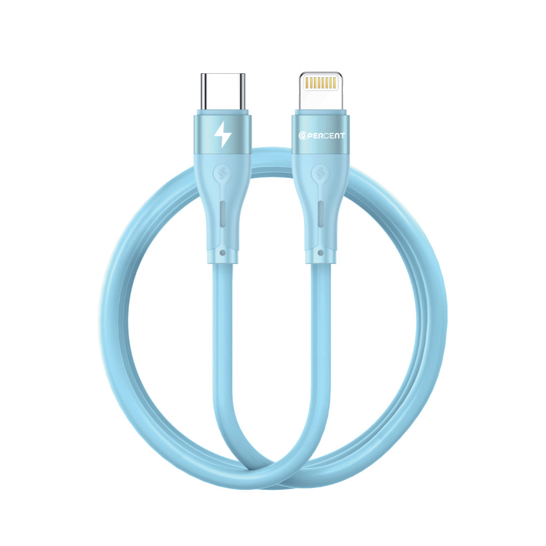 90 Percent Voltline 90 Series USB-C to Lightning Silicone Cable 1M | Blue