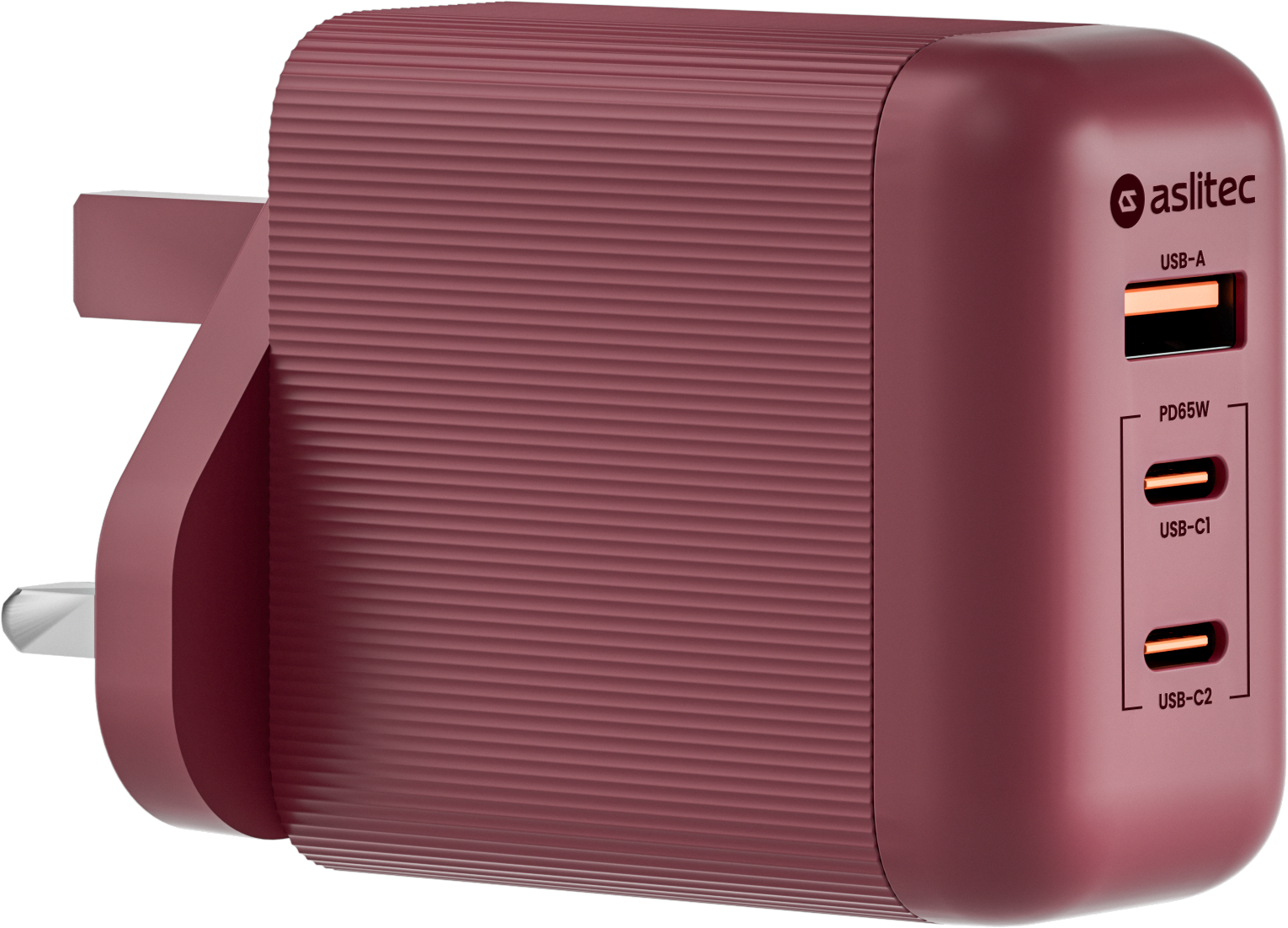 شاحن aslitec VexoraGaN بقدرة 65 واط – شاحن GaN مدمج بثلاثة منافذ USB-A وUSB-C مزدوج