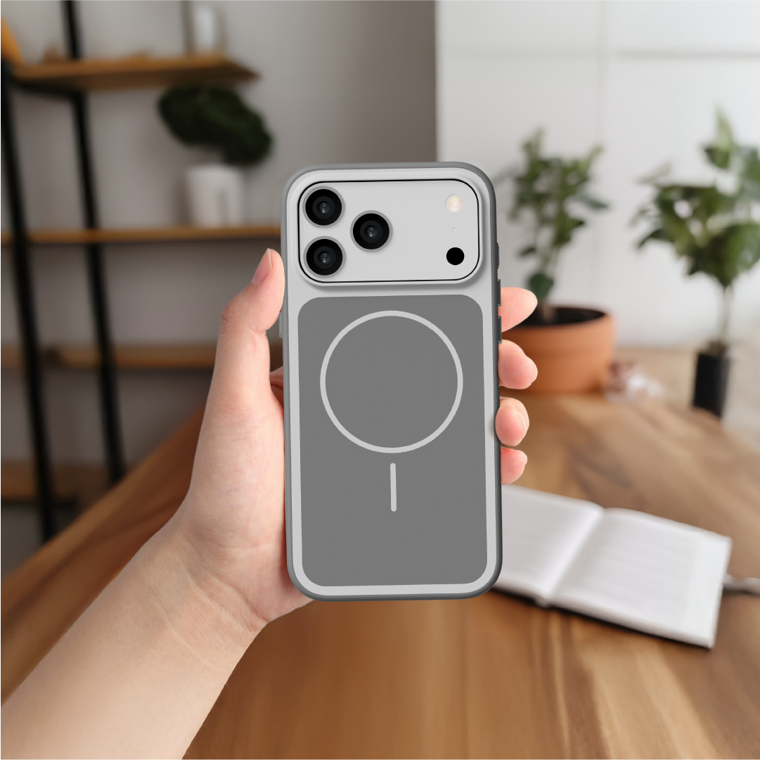 LZEL Regular Magsafe Ring Pattern Case For IPhone 17 Pro | Light Gray