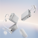 باور بانك من 90% percent بسعة 22.5 واط، مزود بكابلين مدمجين | Usb-C & Usb-A, And With Lightning | رمادي