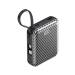 Asli ChargeFlux Mini بطارية متنقلة 10000 مللي أمبير مع كابلي USB-C وLightning مدمجين، شحن سريع PD بقدرة 35 واط 