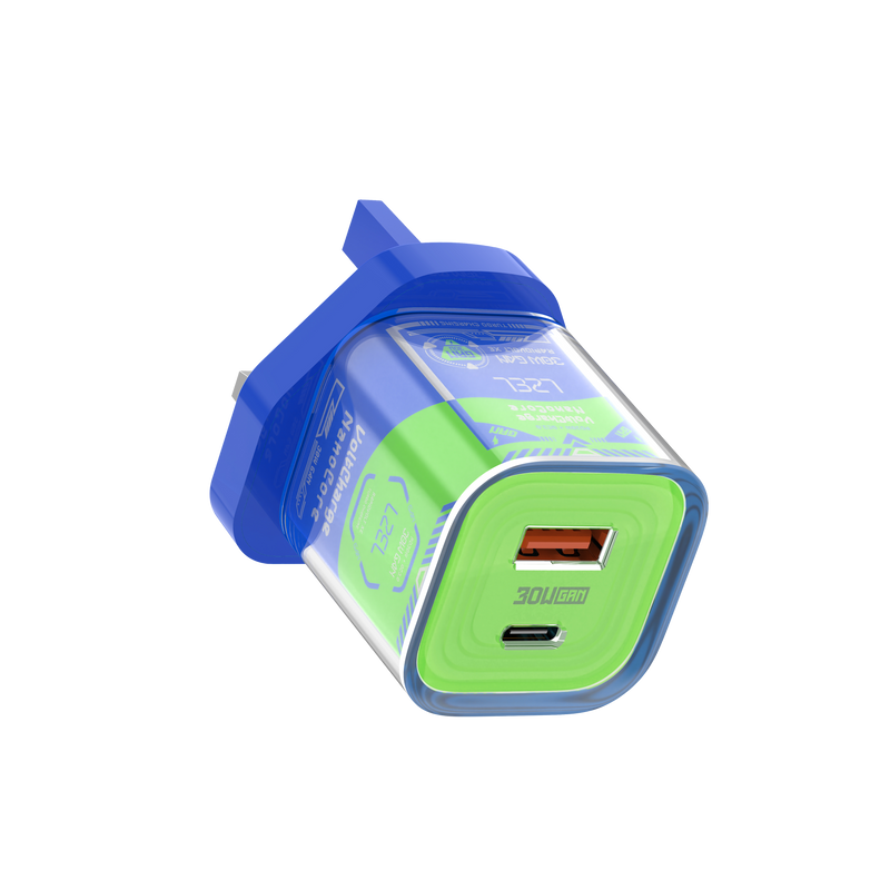LZEL VoltCharge NanoCore – 30W GaN Transparent Wall Charger