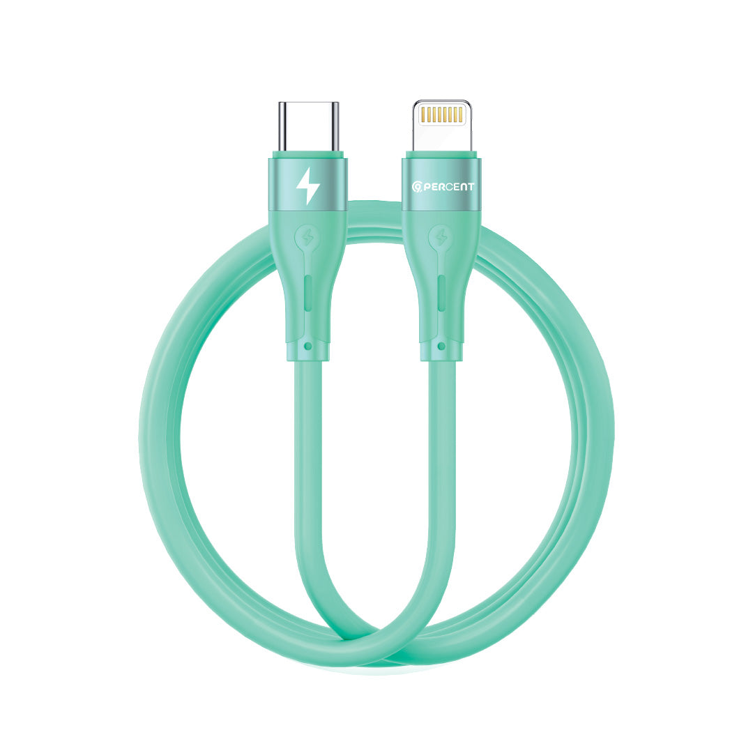 90 Percent Voltline 90 Series USB-C to Lightning Silicone Cable 1M | Light Green