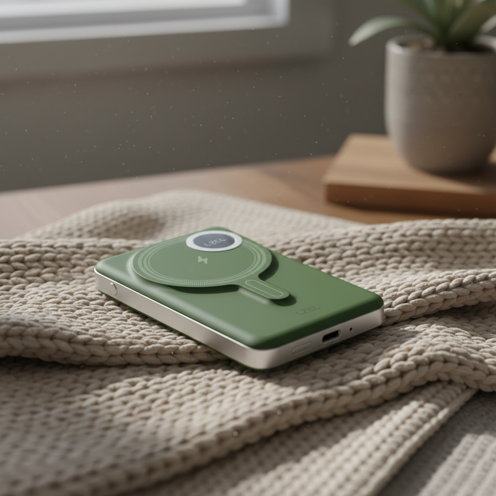 Novus MagPower  بطارية شحن متنقلة محمولة من ليزل PD بسعة 10,000 مللي أمبير بقوة 20 واط متوافق مع  MagSafe مع كيبل USB-C| أخضر