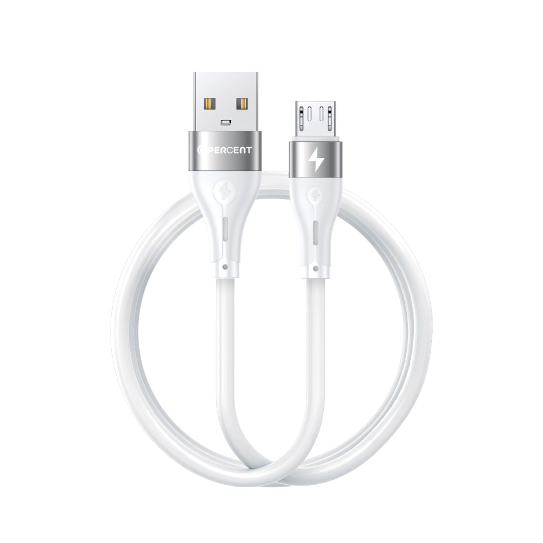 90 Percent Voltline 90 Series USB-A to Micro Silicone Cable 1M | White