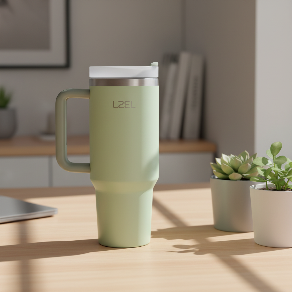 LZEL Tumbler With Handle 800ML Aqua Pure Vacuum Insulated | Bay Leaves