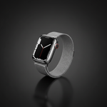 ساعة Apple Watch Series 7 (GPS + Cellular) مقاس 45 مم – هيكل ستانلس ستيل فضي مع سوار ميلانيز فضي