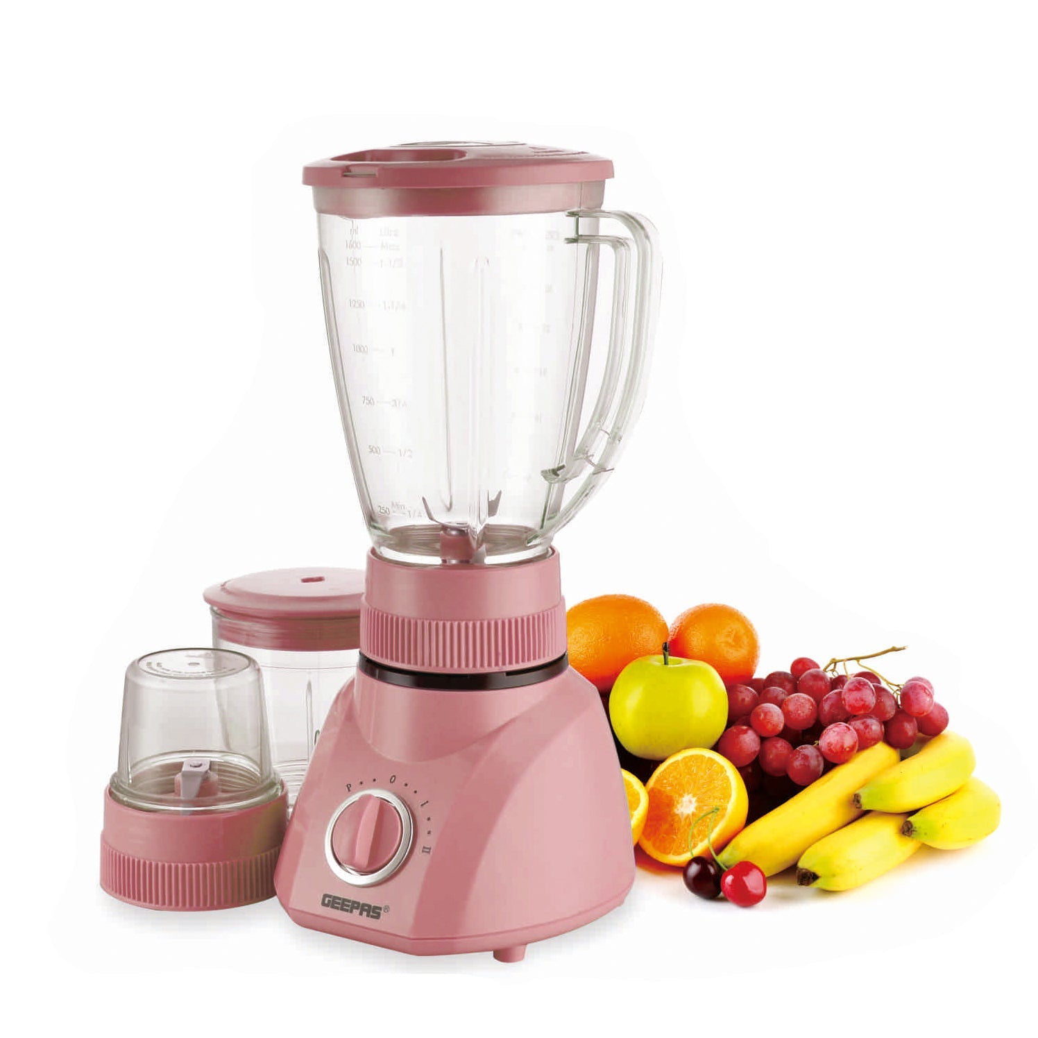 Geepas 3-in-1 Blender, 1.6L Blender Jar Mixer Grinder | 400W Grinder with Dry Mill & Mincer Attachments | 2 Speed with Pulse Function | Wet Jar, Dry Jar and Chutney Jar