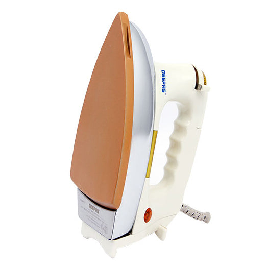 Geepas Automatic Dry Iron | 1200W Heavyweight Iron with 60 Microns Nonstick Golden Teflon Soleplate, Temperature Dial, Safe Handle, All Fabrics