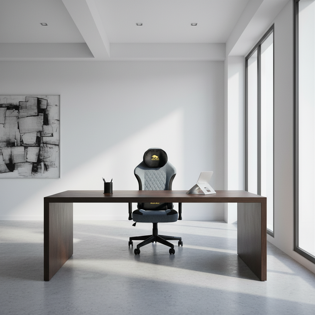 كرسي الألعاب مع مسند رأس مصبوب للأعلى والأسفل - إصدار قماش من Black Bull | أسود/أزرق