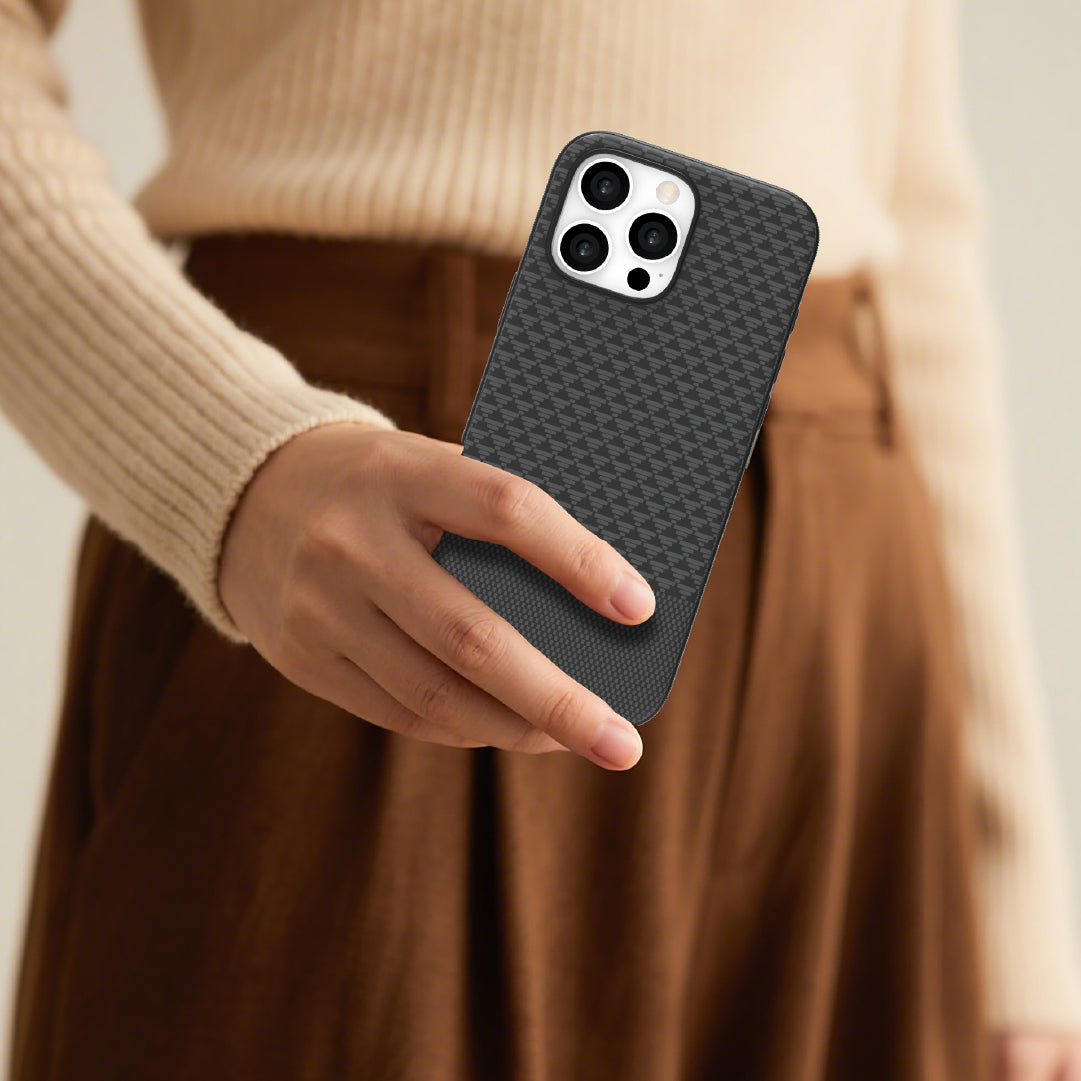 LZEL MagCarbon Splice Case for iPhone 16 Pro | Black Carbon