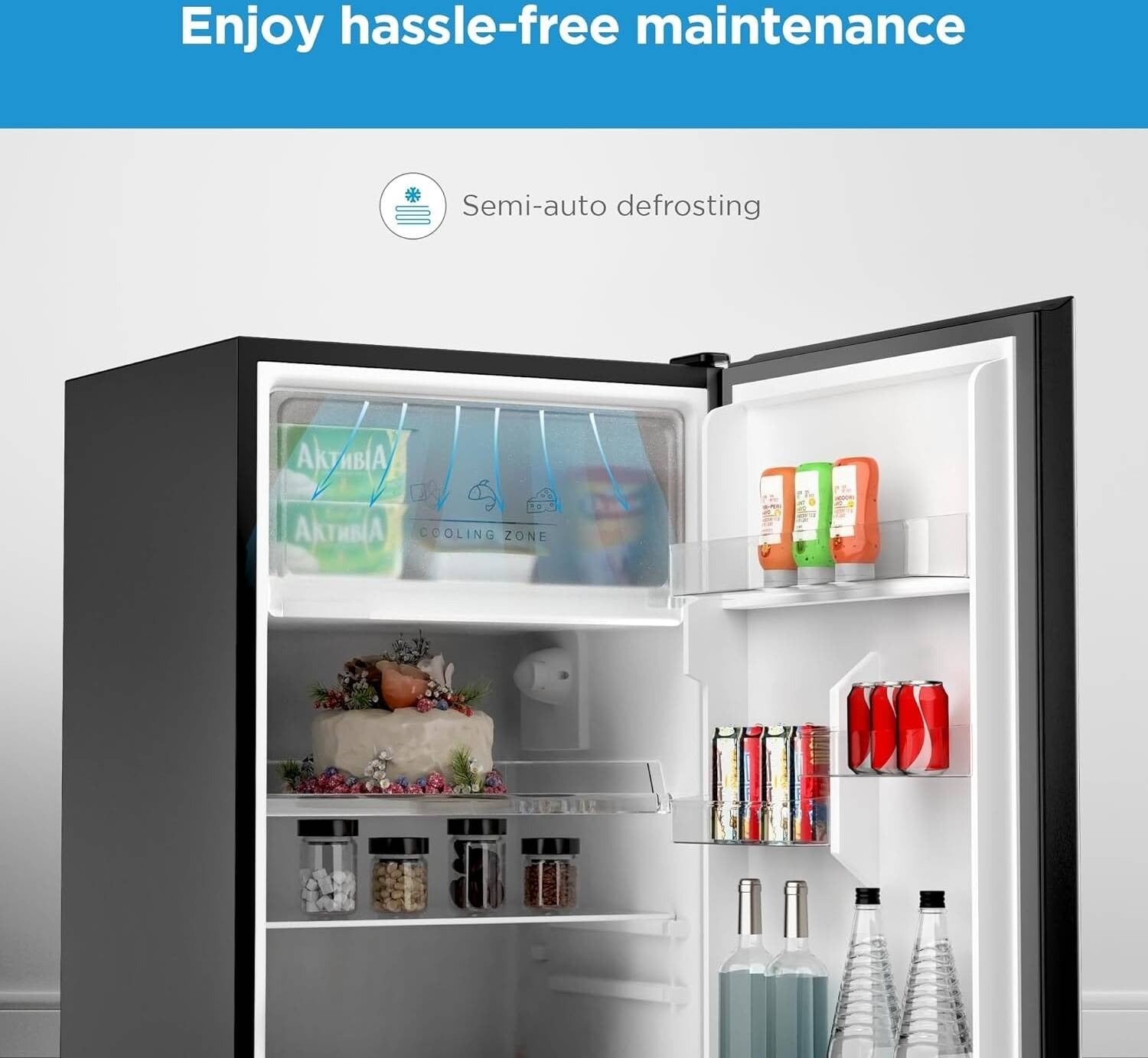 Midea Refrigerator – Gross Capacity 268L, Net 190L, SD Feature,| Jazz Black