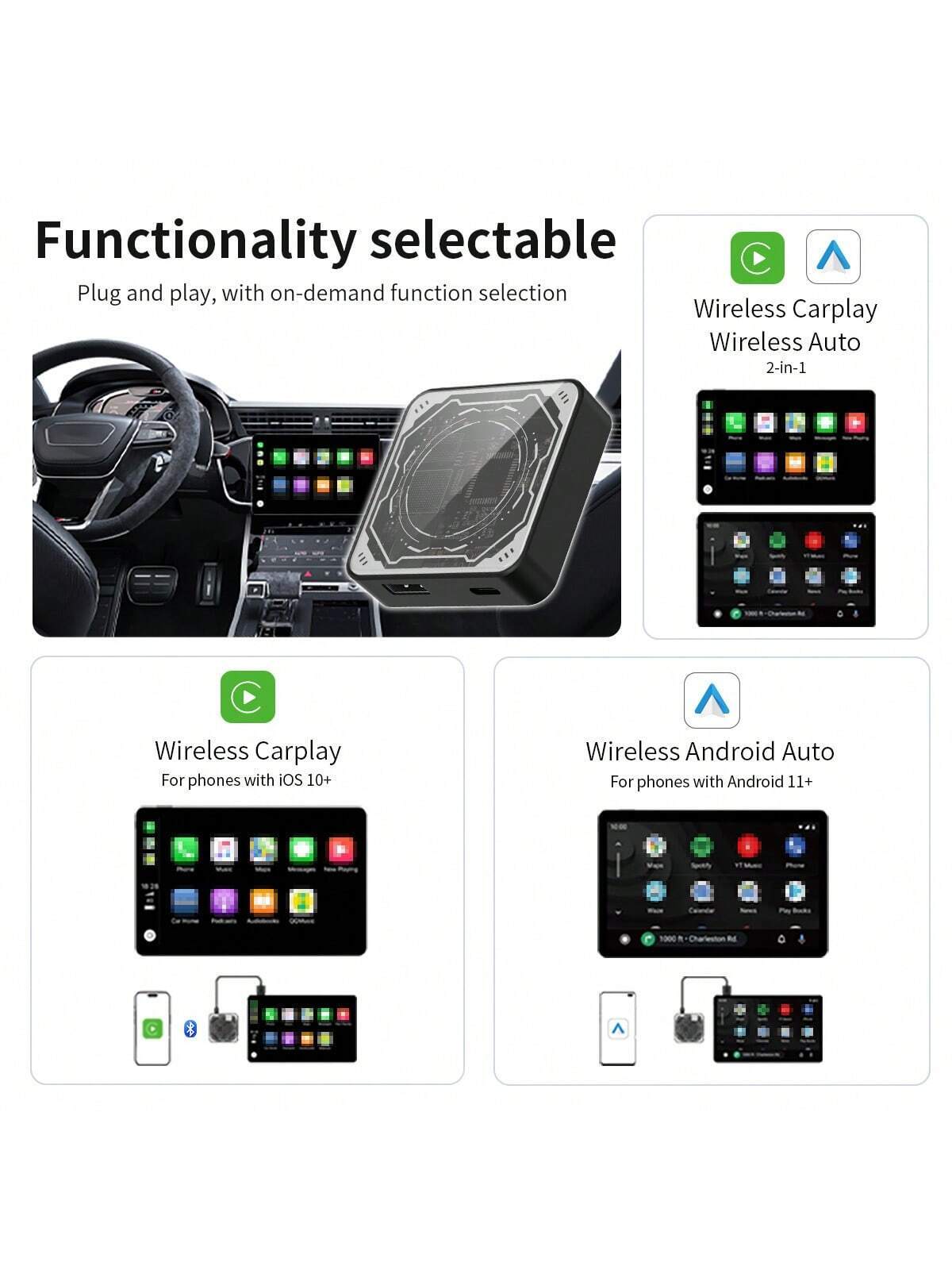 صندوق CarPlay اللاسلكي من أسلي جلوبال StreamRide Fusion