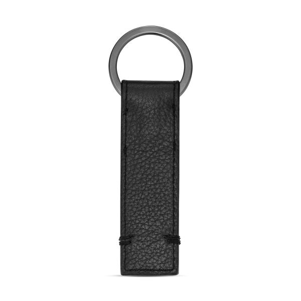 Police Orion Mens Leather Perforated Keyring Black