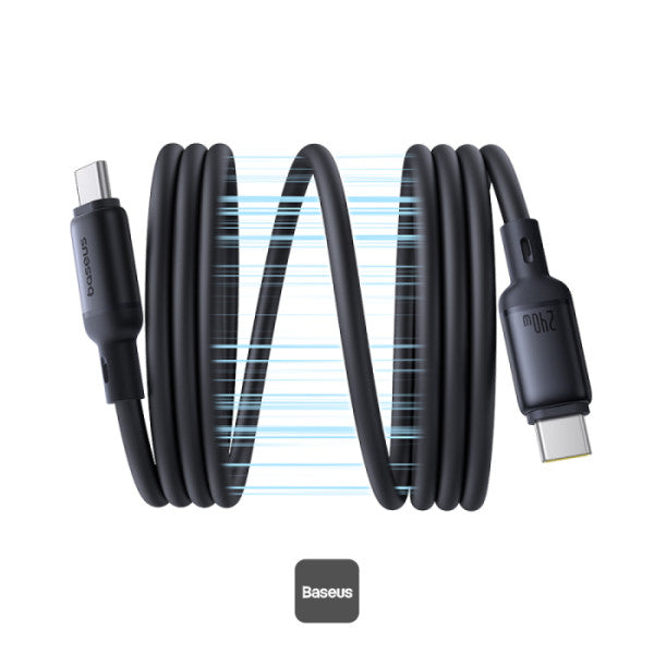 كيبل Baseus PicoGo مغناطيسي من السيليكون السائل USB-C إلى USB-C بقوة 240 واط بطول 1 متر | أسود 