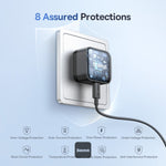 شاحن Baseus Palm سريع 1C بقوة 30 واط | أسود (مع كابل Baseus USB-C إلى USB-C بقوة 60 واط)