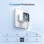 شاحن Baseus Palm سريع 1C بقوة 30 واط | أبيض مون (مع كبيل Baseus USB-C إلى USB-C بقوة 60 واط)