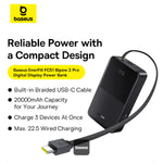 Baseus EnerFill FC51 Bipow2 Pro Digital Display Power Bank with Built-in Cable 20000mAh 22.5W | Cosmic Black