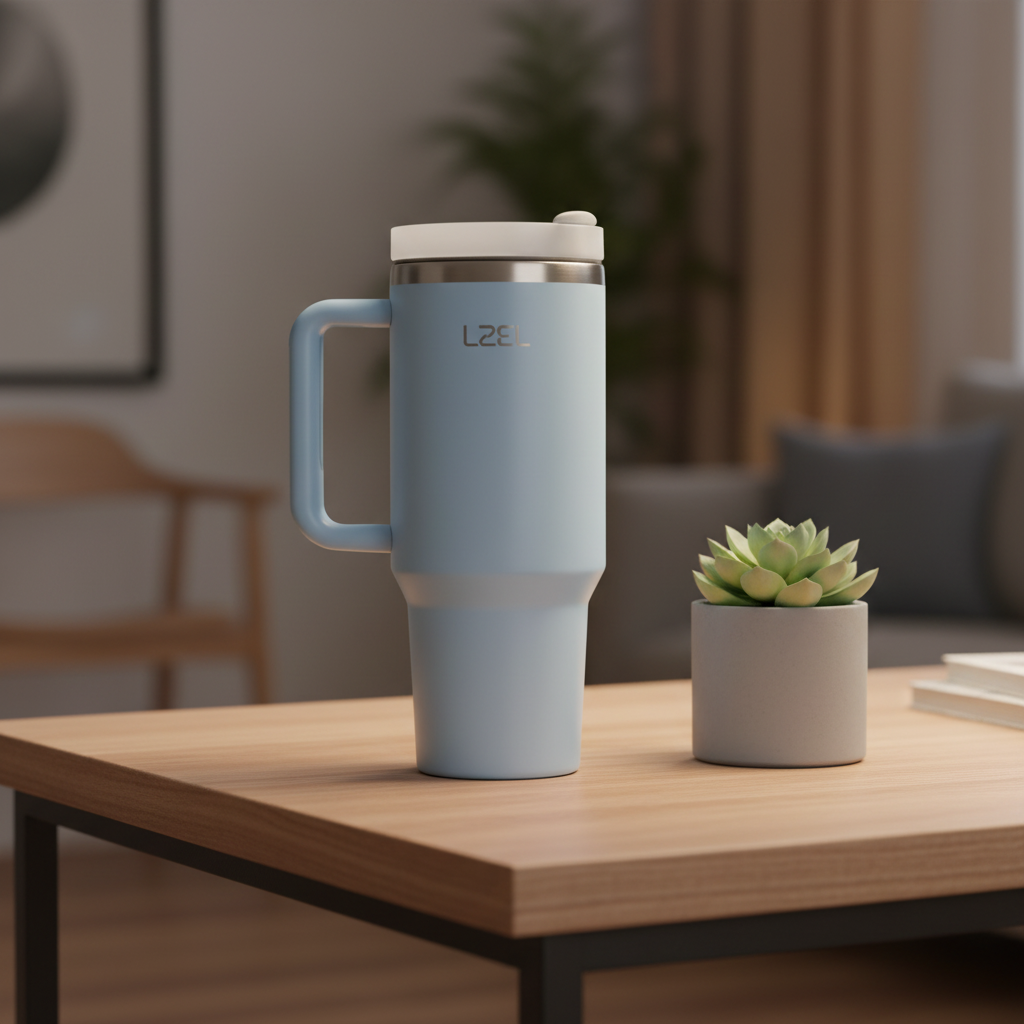 LZEL Tumbler With Handle 800ML Aqua Pure Vacuum Insulated | Lake Blue