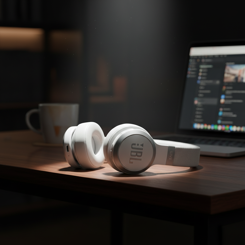 سماعة رأس Live 670 لاسلكية عازلة للضوضاء من JBL | أبيض