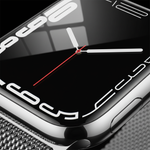 ساعة Apple Watch Series 7 (GPS + Cellular) مقاس 45 مم – هيكل ستانلس ستيل فضي مع سوار ميلانيز فضي