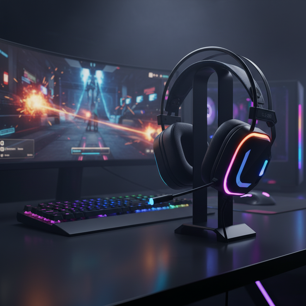 سماعة ألعاب Colusi CLS-200 سماعة رأس سلكية ميكروفون عازل للضوضاء، صوت محيطي ضوء RGB| أسود