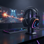 سماعة ألعاب Colusi CLS-200 سماعة رأس سلكية ميكروفون عازل للضوضاء، صوت محيطي ضوء RGB| أسود