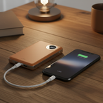 Novus MagPower  بطارية شحن متنقلة محمولة من ليزل PD بسعة 10,000 مللي أمبير بقوة 20 واط متوافق مع  MagSafe مع كيبل USB-C  | برتقالي