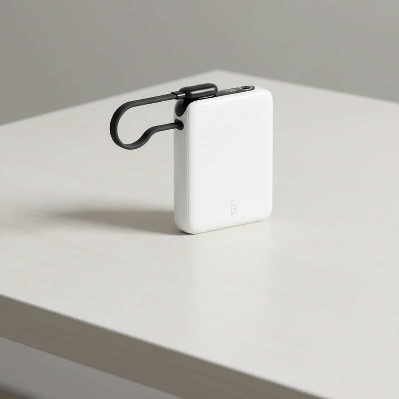 LZEL PrimeBrio 10K Mini PD Power Bank – 10000mAh, 30W, Built-in Type-C Cable