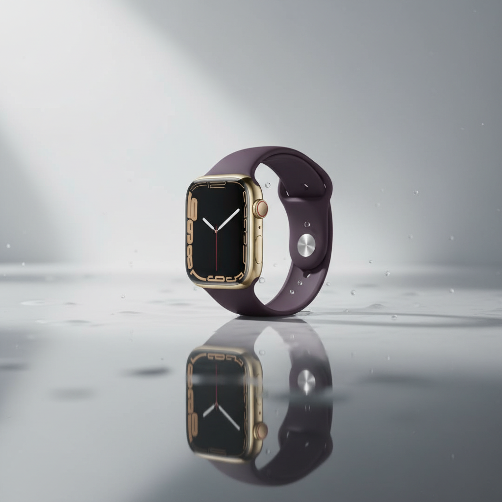 ساعة Apple Watch Series 7 (GPS + Cellular) مقاس 45 مم – هيكل ستانلس ستيل ذهبي مع سوار رياضي Dark Cherry