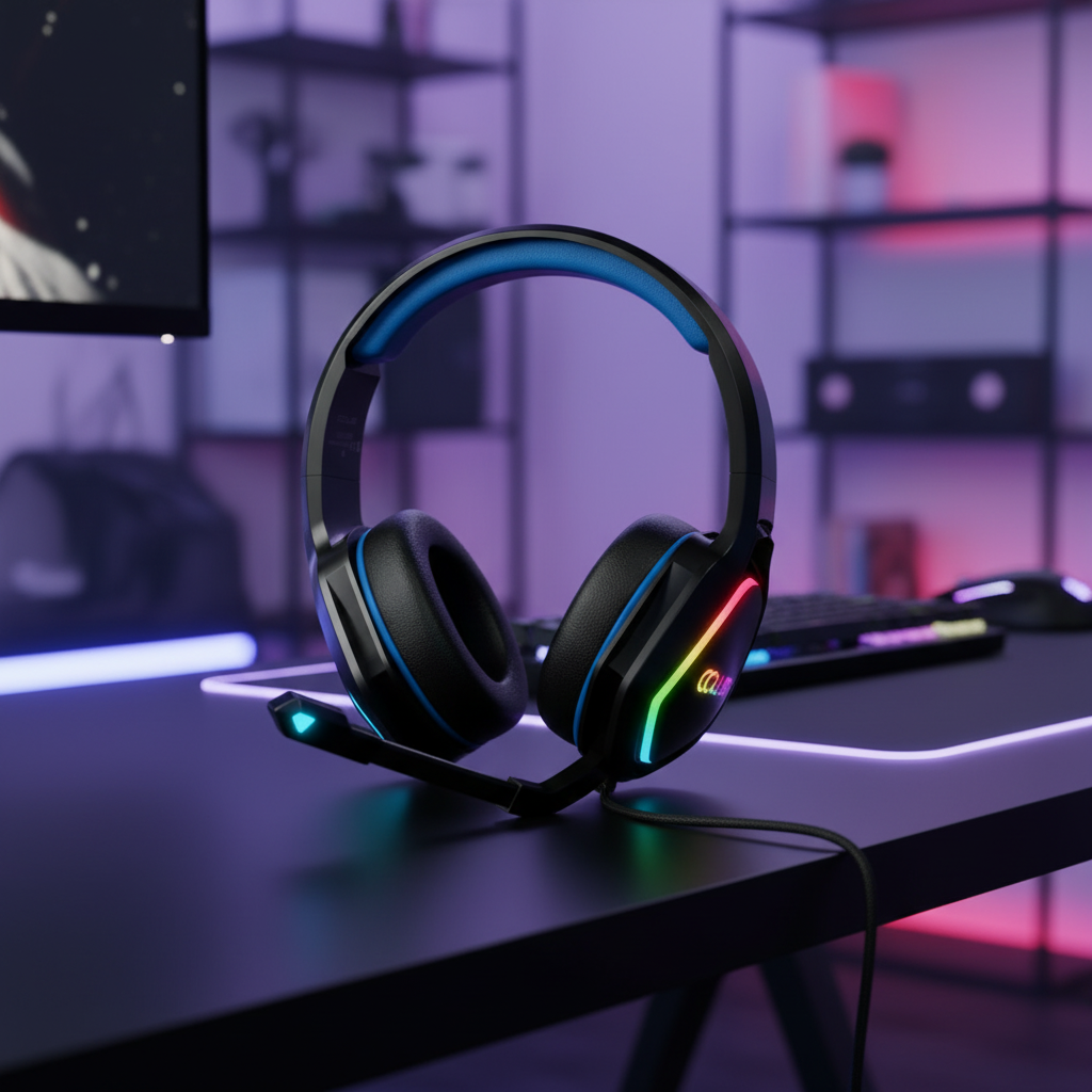 Colusi Gaming Stereo 3.5+USB Headphone RGB Light | Blue