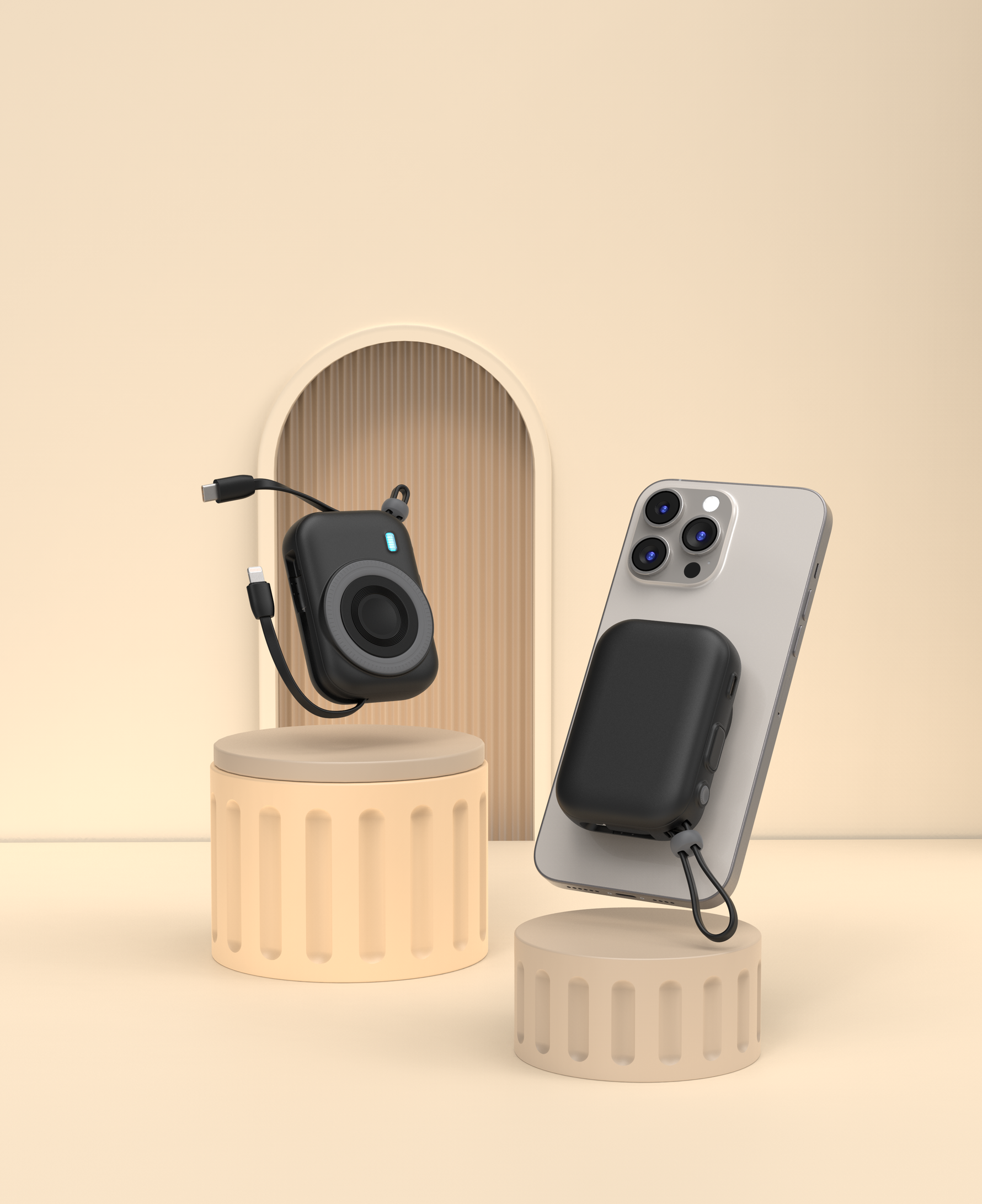 بطارية متنقلة من ليزل مغناطيسي بسعة 10,000 مللي أمبير مع شحن PD عبر USB-C وكابل مدمج | أسود