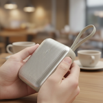 Neurode Sync  بطارية شحن متنقلة محمولة من ليزل PD بسعة 10,000 مللي أمبير بقوة 22.5 واط مع كيبل مدمج | فضي