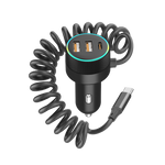 LZEL PulseCharge Pro 70W Multi-Port Car Charger with 7-Color LED Light