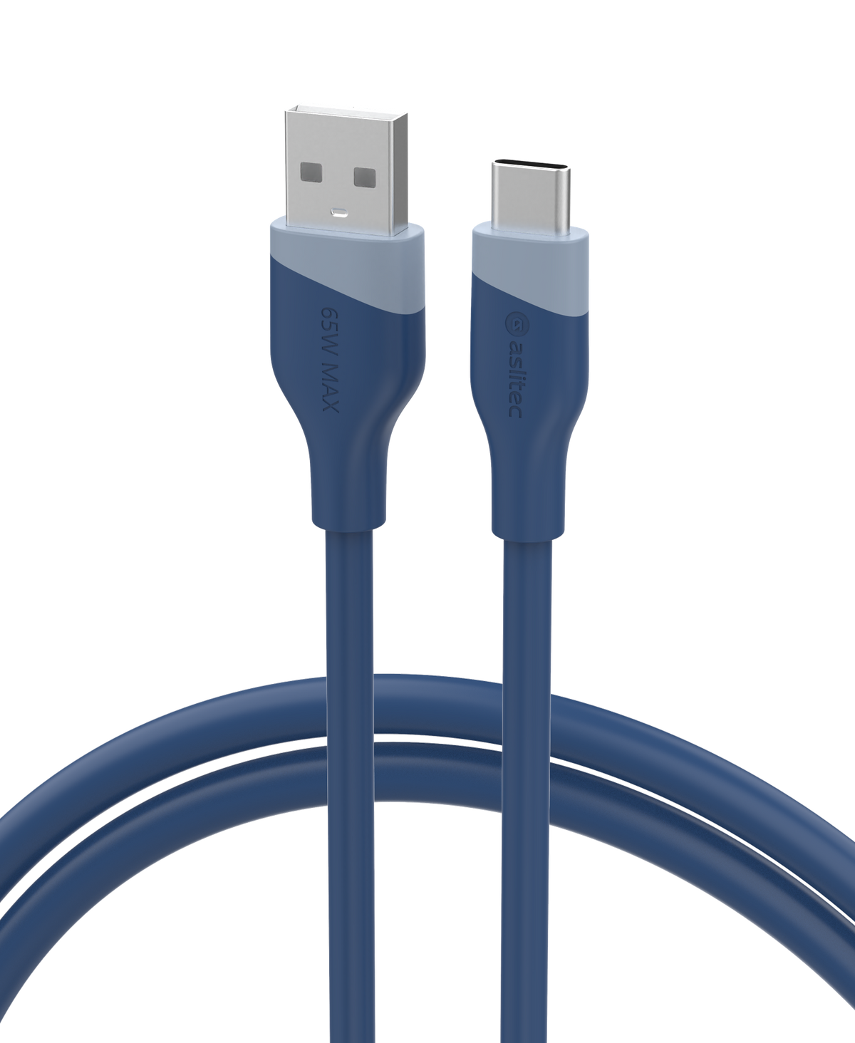 كابل aslitec SILICORECHARGE للشحن السريع ونقل البيانات بقدرة 65 واط – من USB-A إلى USB-C