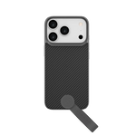 LZEL MagCarbon Strap Carbon Design with 360° Grip and Raised-Edge Protection Case for iPhone 17 Pro Max