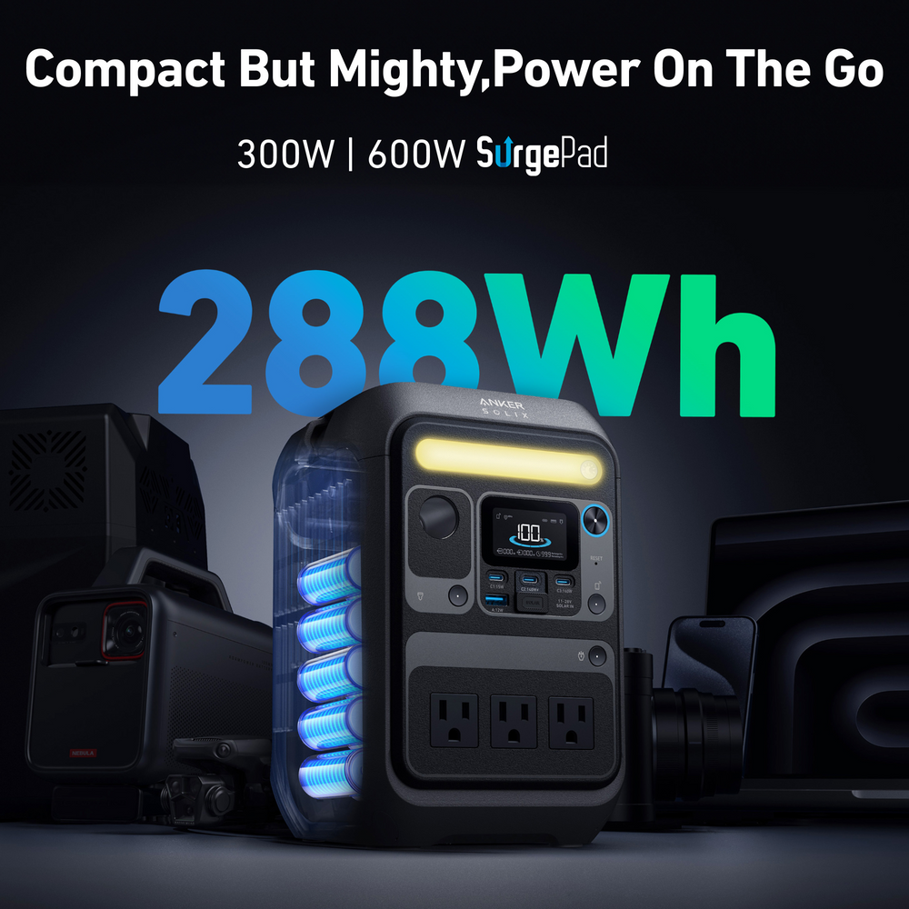 محطة طاقة محمولة Anker SOLIX C300X | 288Wh، 300W