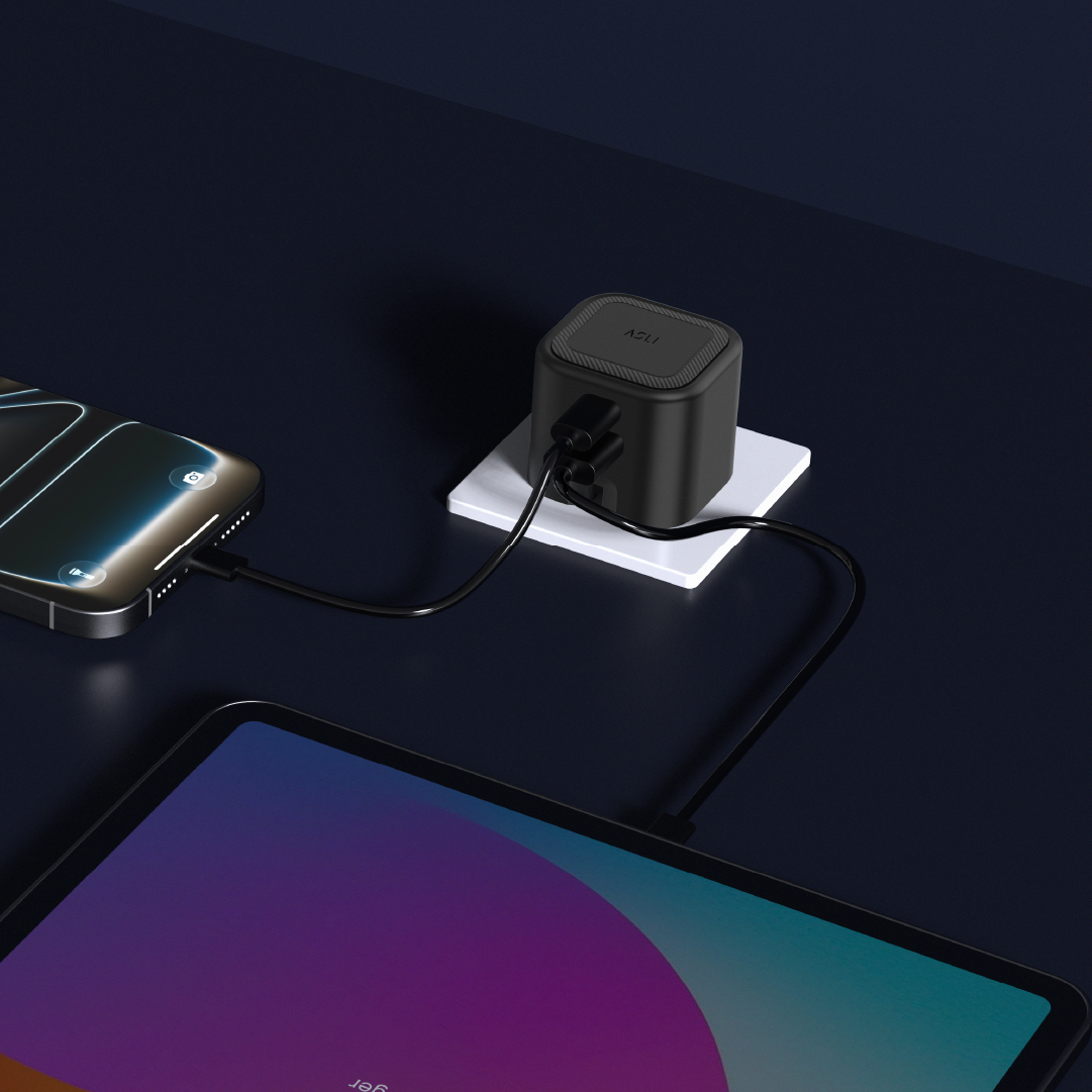 Asli  Global Powercore 45 Gan Dual Port Usb-A & Usb-C Fast Charger | Black