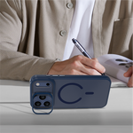 كڤر حماية بحامل معدني مدمج مع الكاميرا لهاتف iPhone 17 Pro Max | أزرق داكن