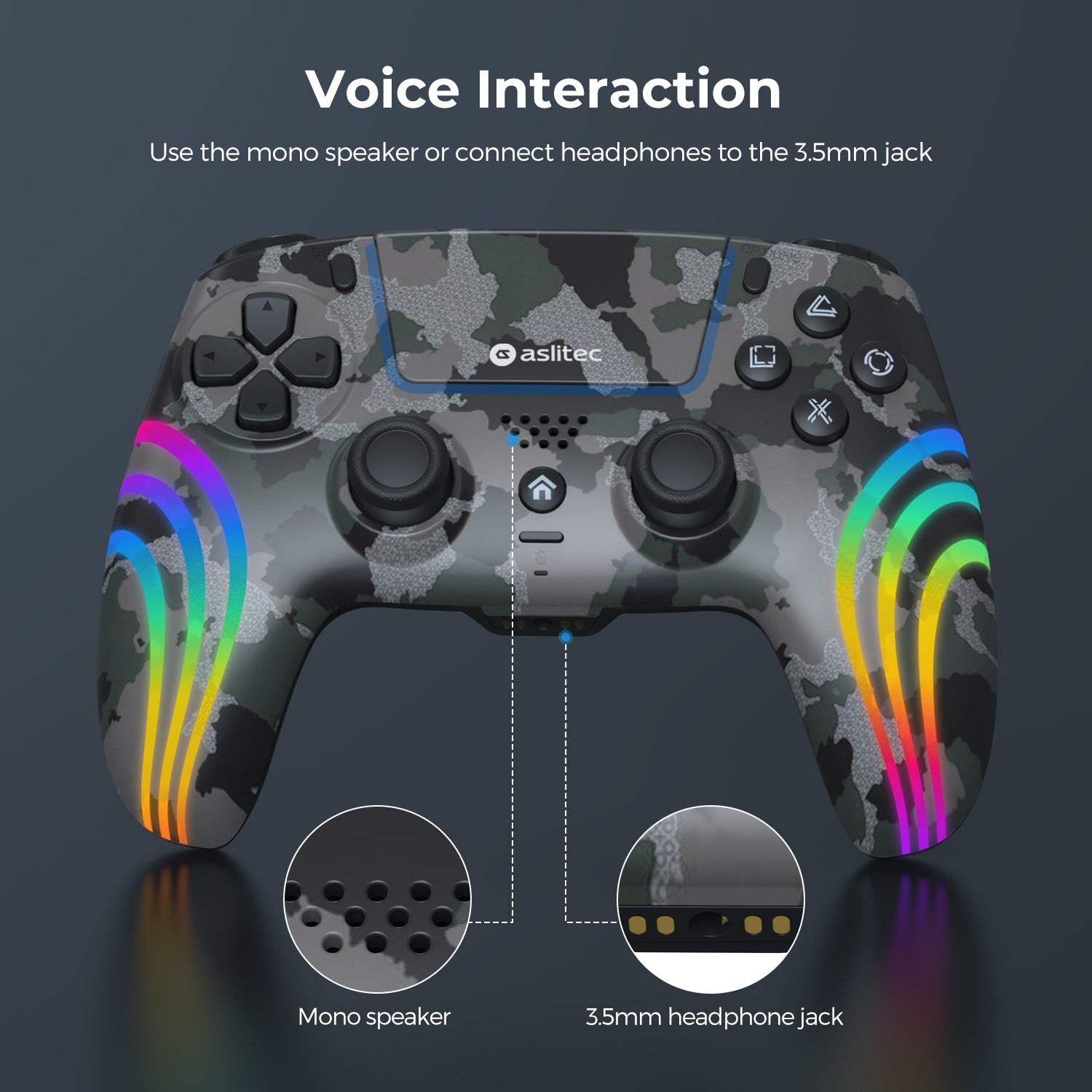 aslitec Wireless RGB Controller Applicable PS5/PC Console