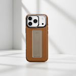 UNIQ Hybrid Heldro Pro MagClick Case with Camera Stand for iPhone 17 Pro | Caramel