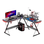 GAMEON L-Shaped Slayer I Series Gaming Desk (Size: 129*129*74cm & Table top 80*46cm) With Headset Hook, Cup Holder & Accessories Stand | Black