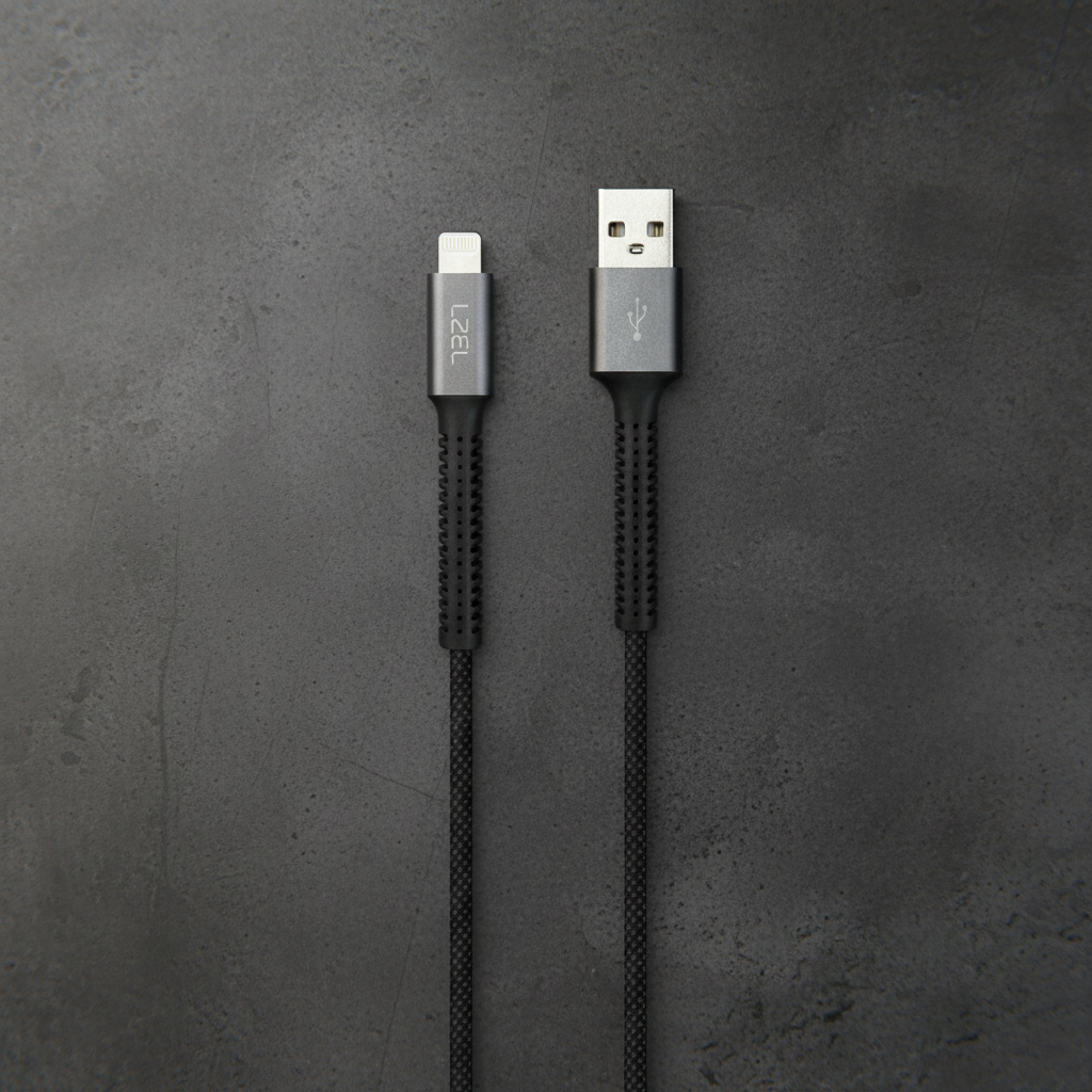LZEL Celeris Power Volt Fabric Braided USB-A to Lightning Cable 1.2m | Black