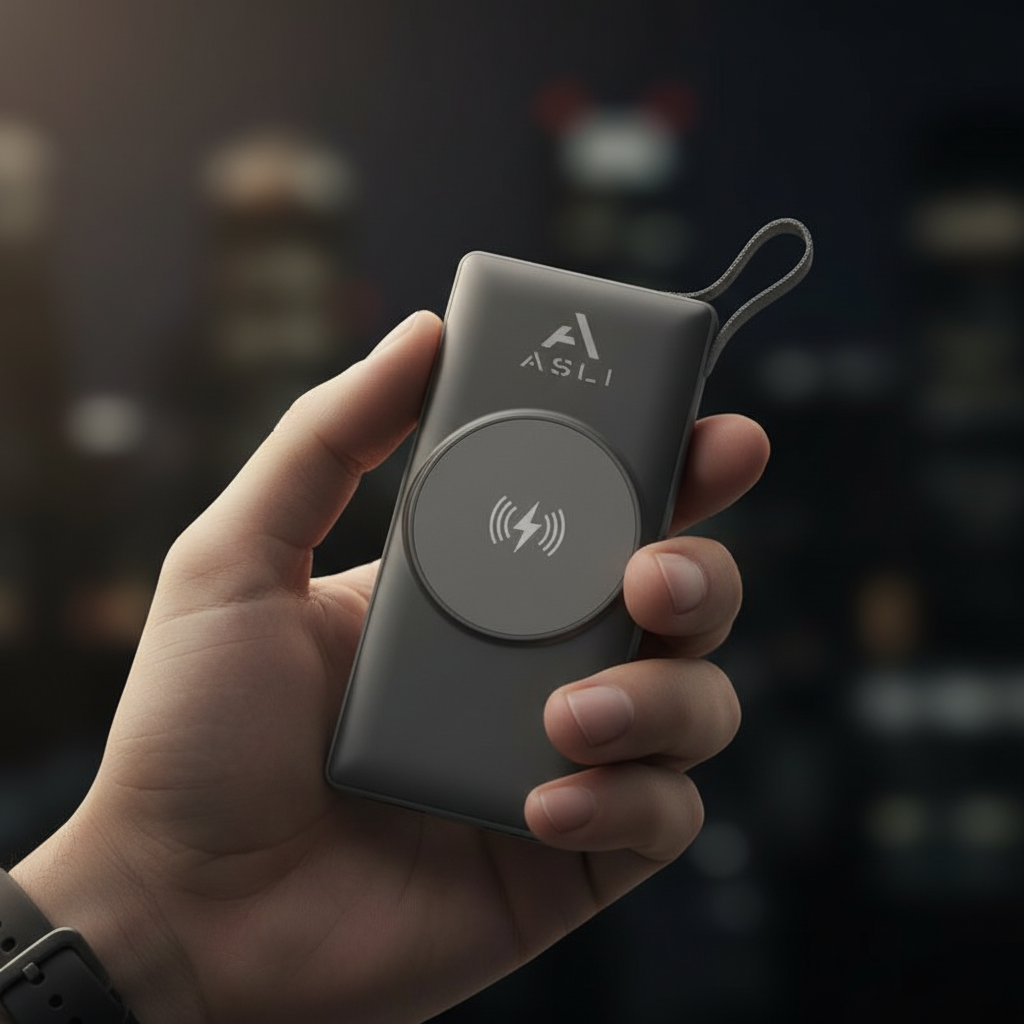 محطة الطاقة المحمولة من أسلي جلوبال 10000 مللي أمبير  × 8 تدعم الشحن اللاسلكي|أسود