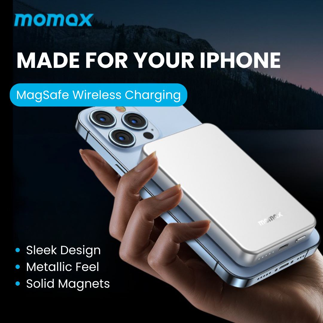 Momax Q.mag Power6 5000 Magnetic Wireless Battery Pack | Silver
